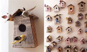 Una colección de casitas de pájaro hechas a mano...¿dónde las pondrías? Foto: Apartment Therapy 